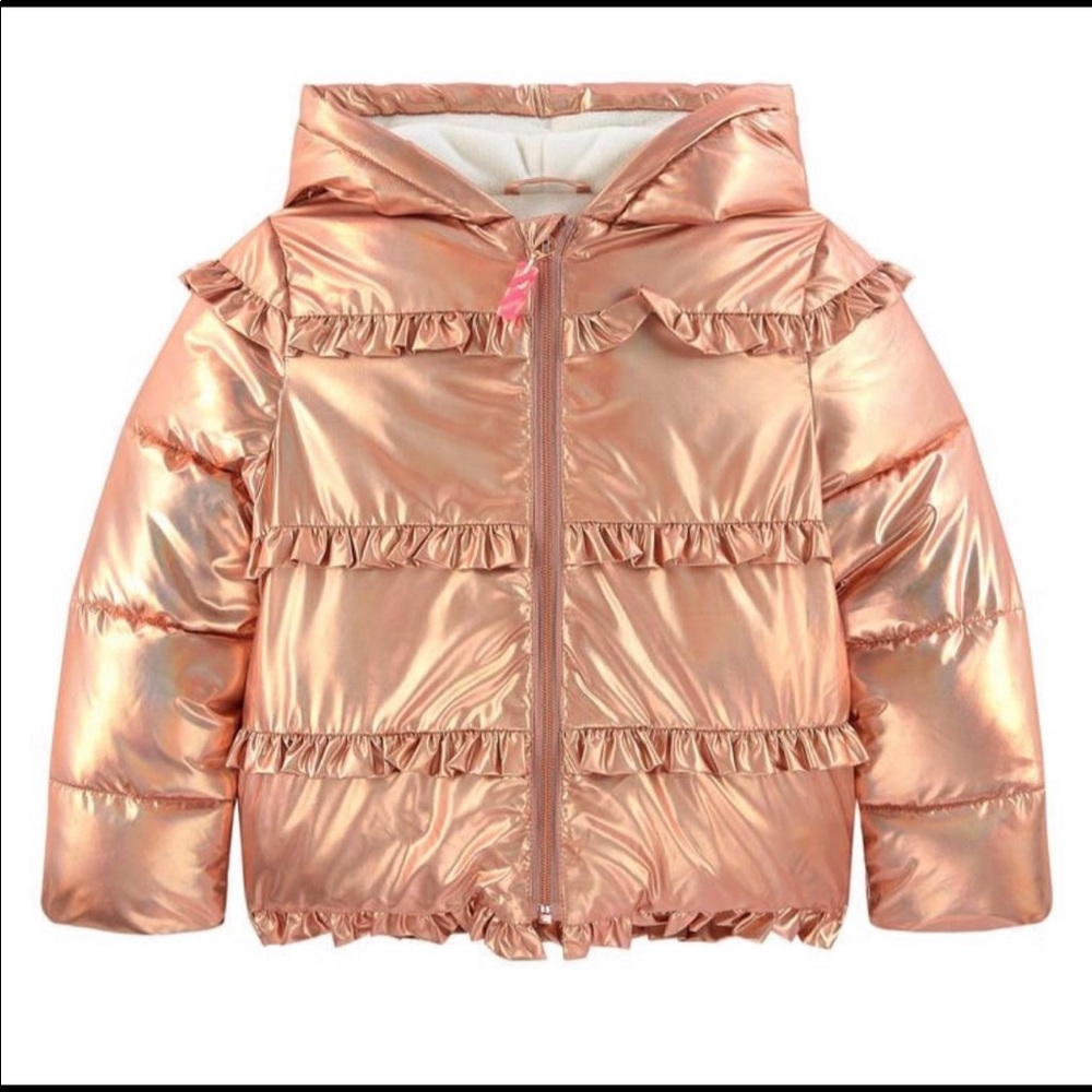 Billieblush Rose gold metallic puffer jacket